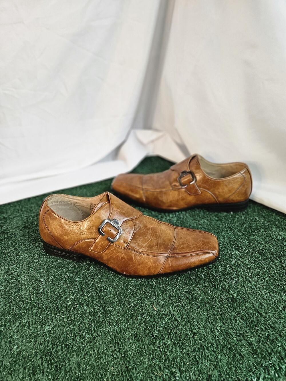 Adolfo Brown Buckle Dress Shoes Men Shoe Size 9.5